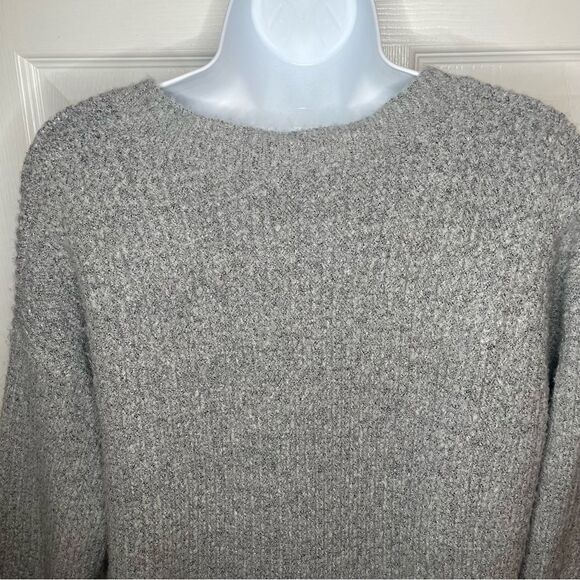 Forever 21 Chunky Knit V-Neck Gray Sweater Side Slits S - Picture 7 of 10